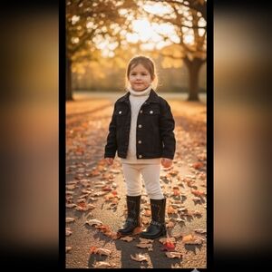 GB GIRLS Black Denim short NYC jacket